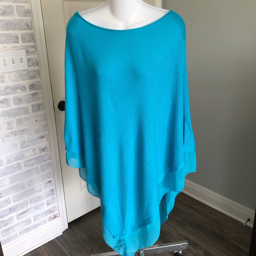 Poncho with chiffon trim